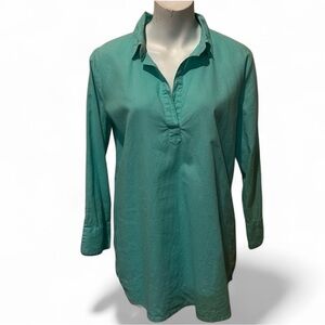 Vineyard, Vines, linen,/cotton, blend turquoise tunic. Medium